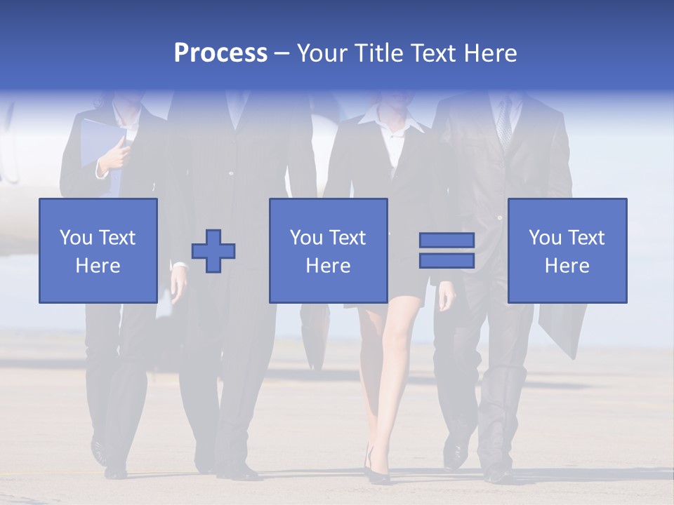 Group Of Successful People Walking On The Background Of The Airplane PowerPoint Template