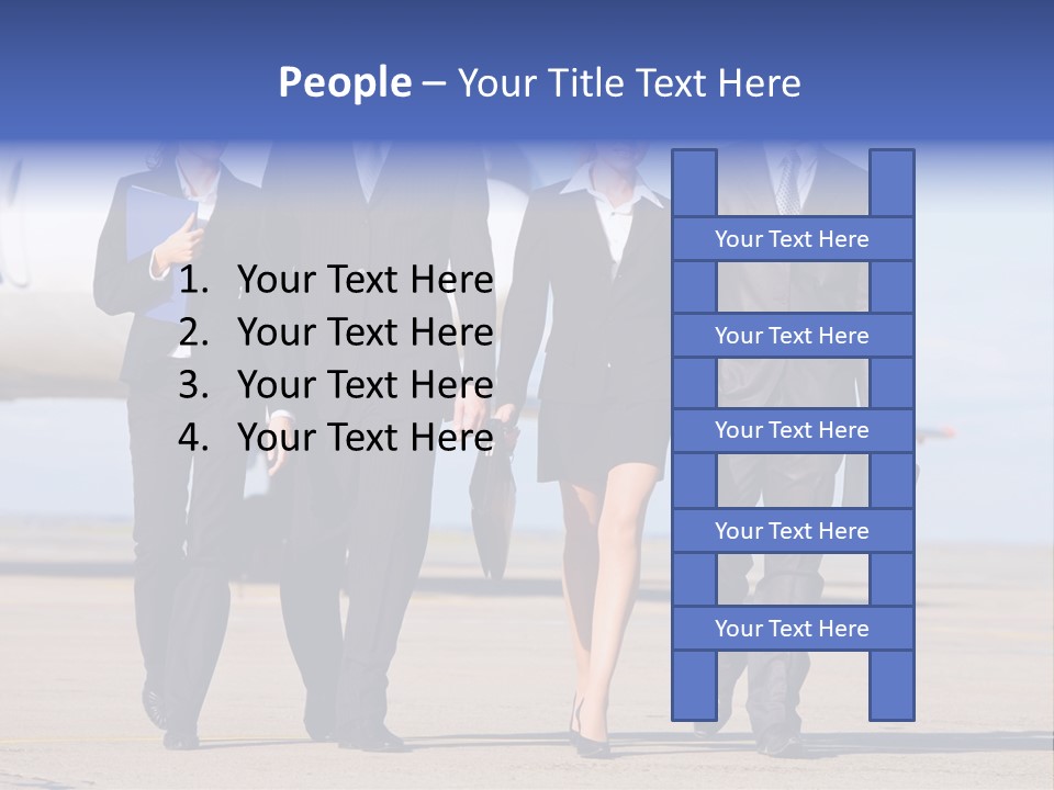 Group Of Successful People Walking On The Background Of The Airplane PowerPoint Template