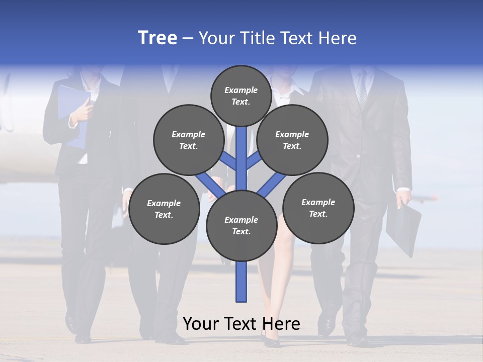 Group Of Successful People Walking On The Background Of The Airplane PowerPoint Template