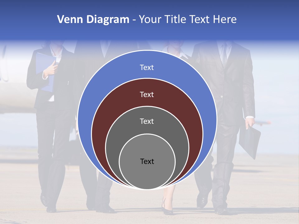 Group Of Successful People Walking On The Background Of The Airplane PowerPoint Template
