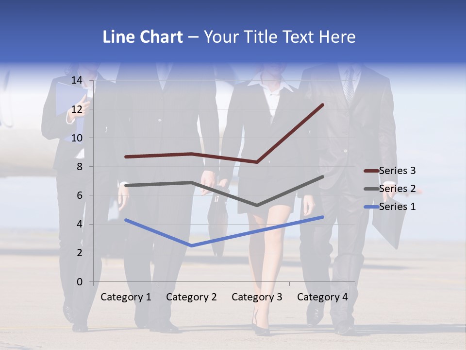 Group Of Successful People Walking On The Background Of The Airplane PowerPoint Template