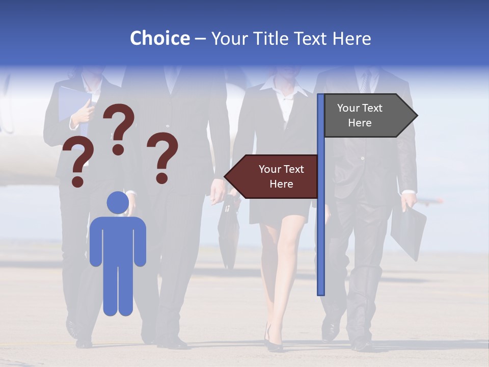 Group Of Successful People Walking On The Background Of The Airplane PowerPoint Template