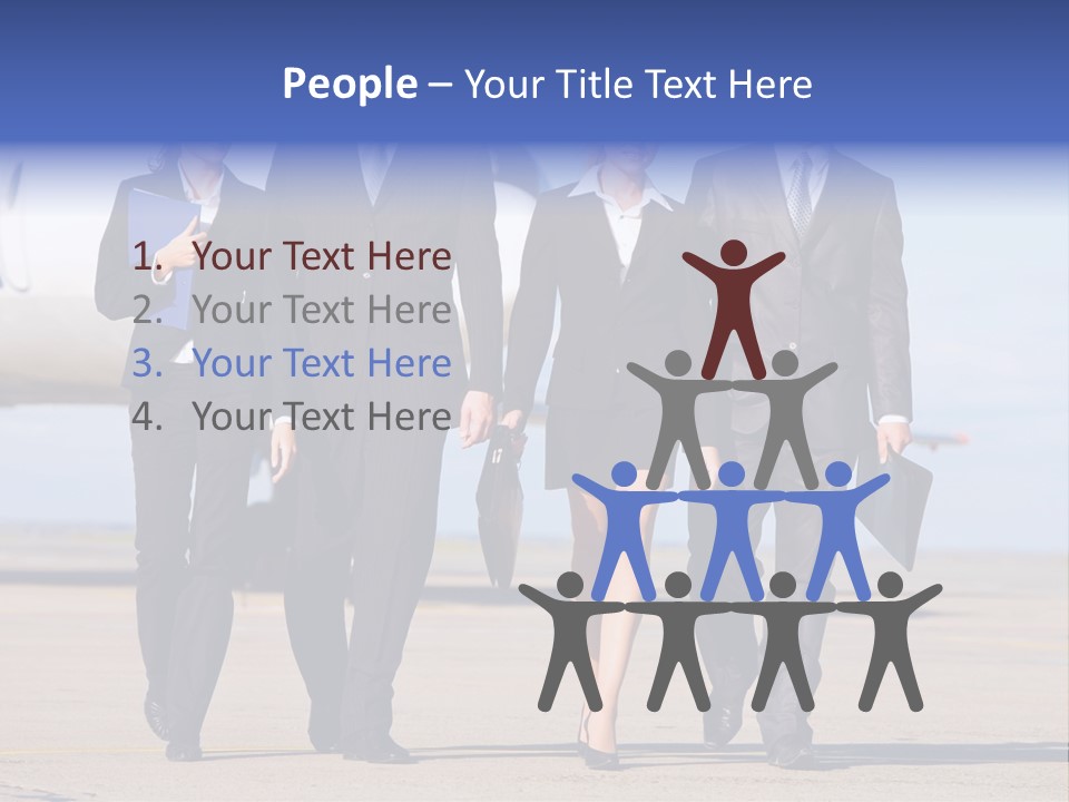 Group Of Successful People Walking On The Background Of The Airplane PowerPoint Template