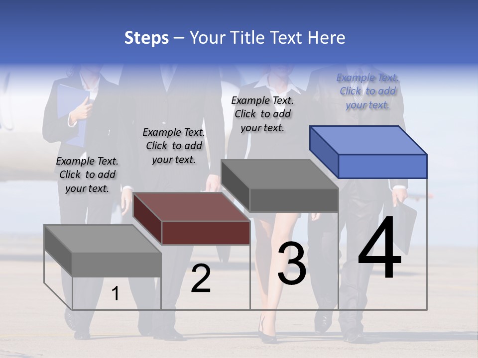 Group Of Successful People Walking On The Background Of The Airplane PowerPoint Template
