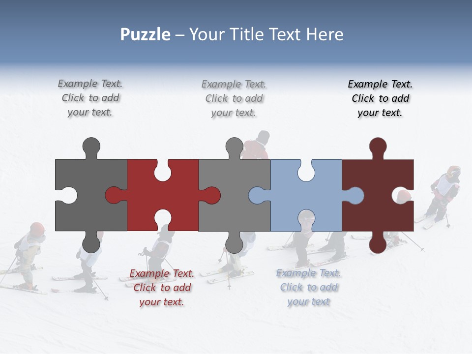 A Group Of People Riding Skis Down A Snow Covered Slope PowerPoint Template