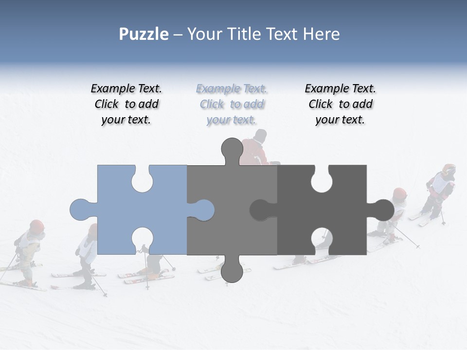 A Group Of People Riding Skis Down A Snow Covered Slope PowerPoint Template