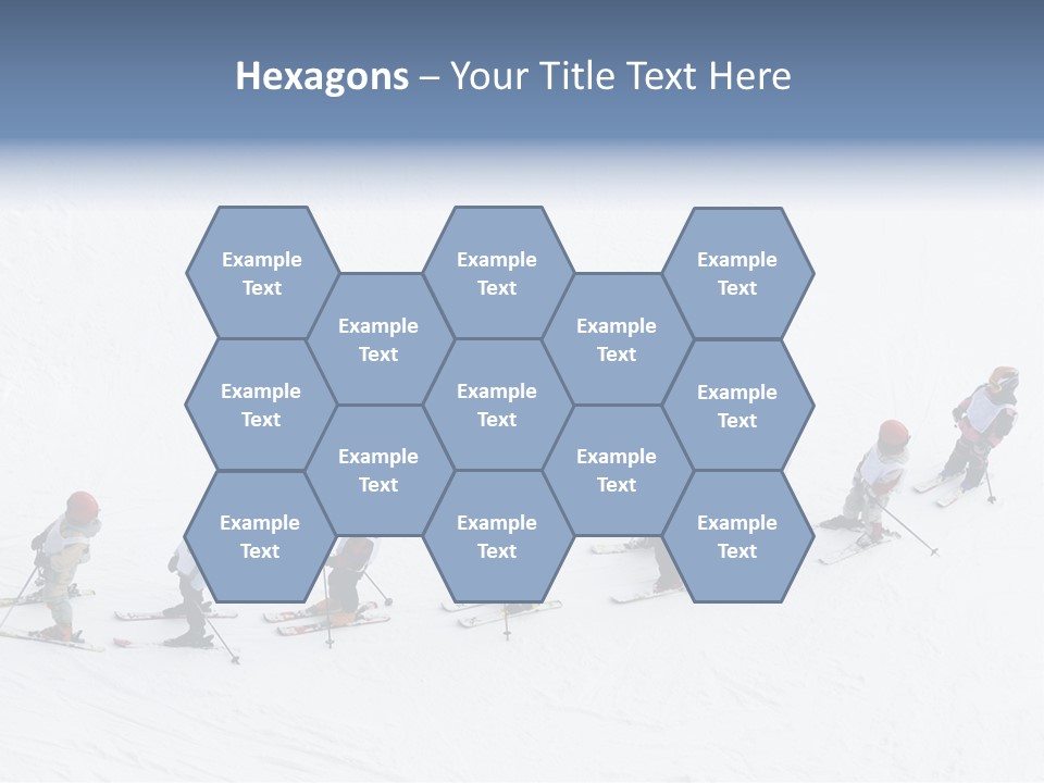 A Group Of People Riding Skis Down A Snow Covered Slope PowerPoint Template