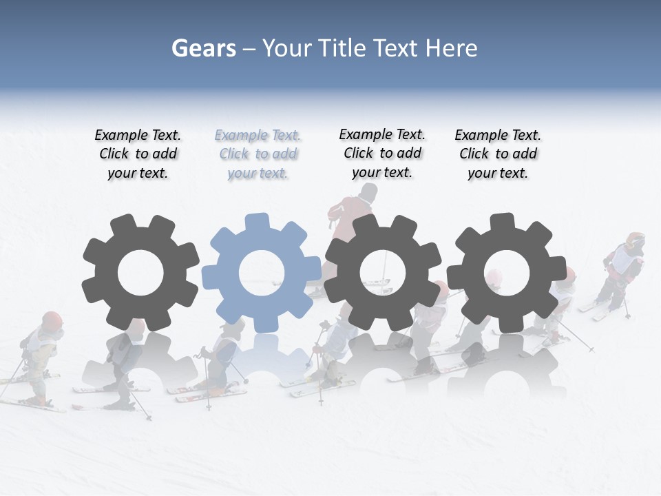 A Group Of People Riding Skis Down A Snow Covered Slope PowerPoint Template