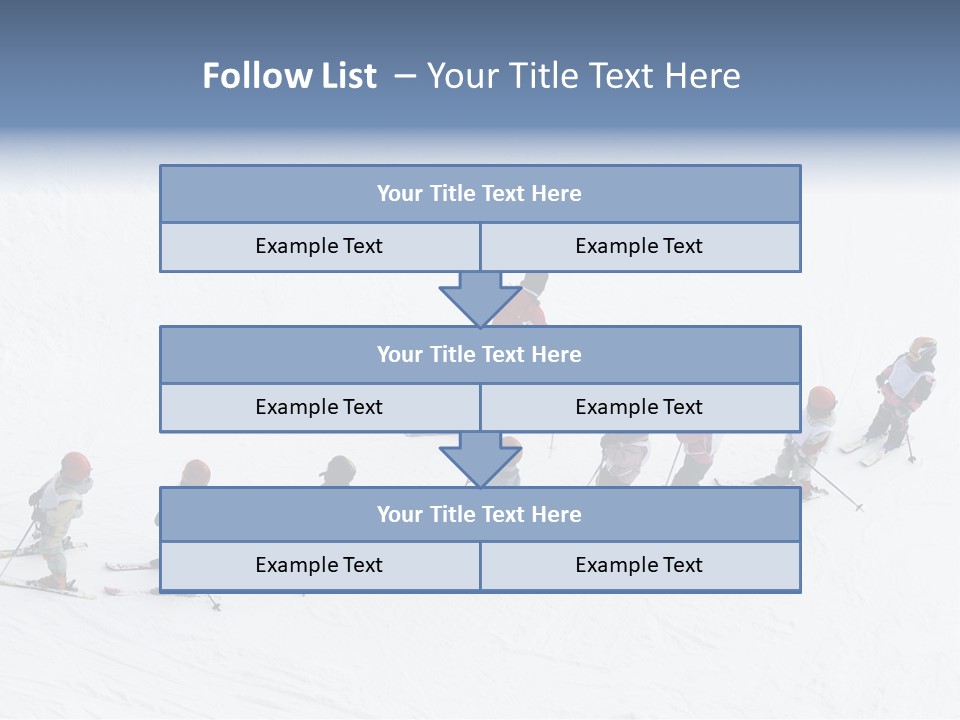 A Group Of People Riding Skis Down A Snow Covered Slope PowerPoint Template