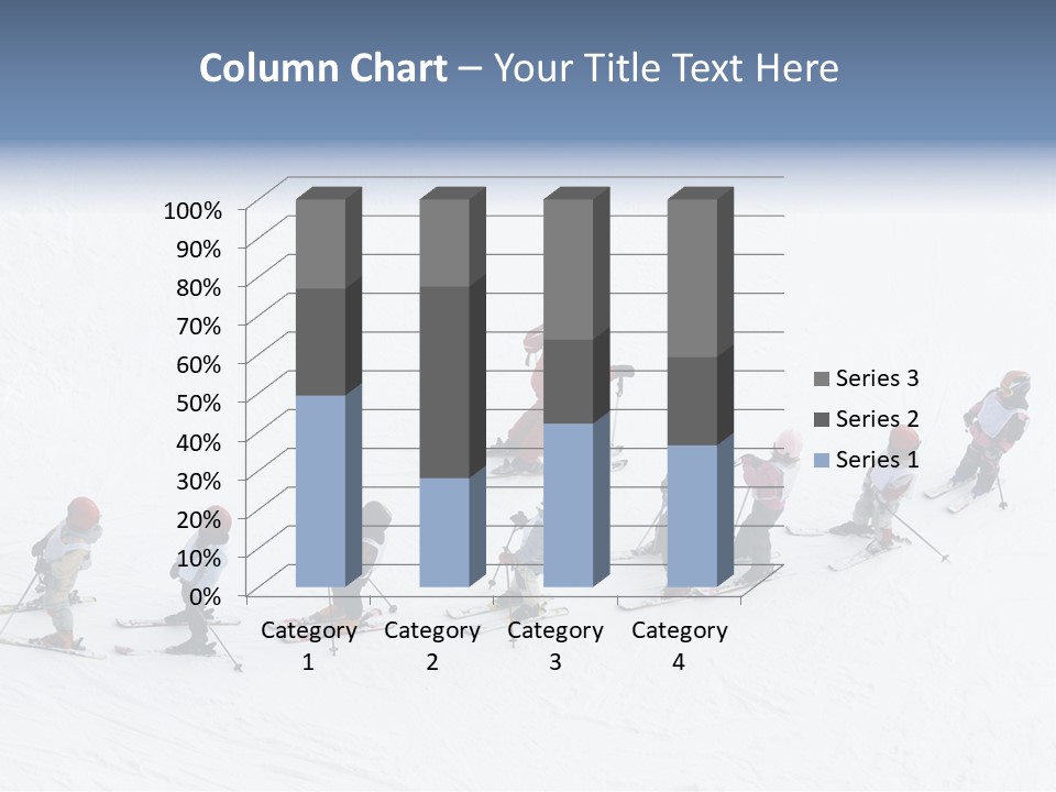A Group Of People Riding Skis Down A Snow Covered Slope PowerPoint Template