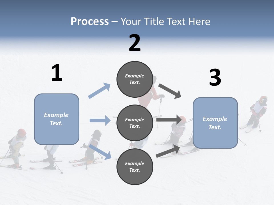 A Group Of People Riding Skis Down A Snow Covered Slope PowerPoint Template