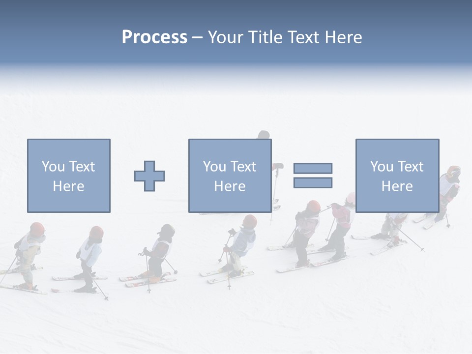 A Group Of People Riding Skis Down A Snow Covered Slope PowerPoint Template