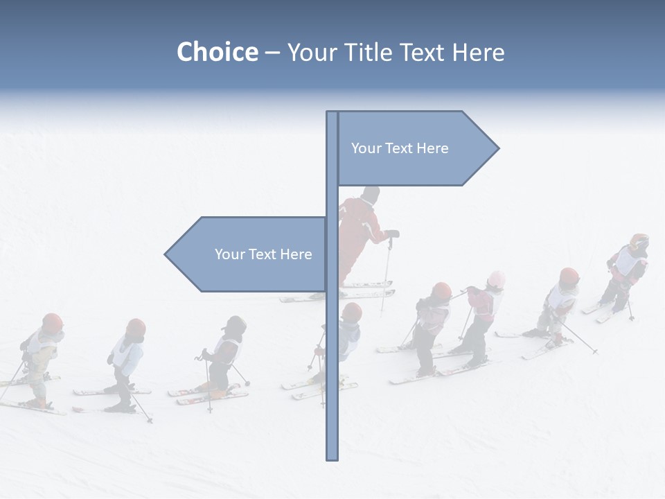 A Group Of People Riding Skis Down A Snow Covered Slope PowerPoint Template