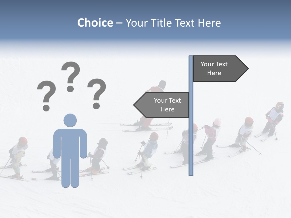 A Group Of People Riding Skis Down A Snow Covered Slope PowerPoint Template