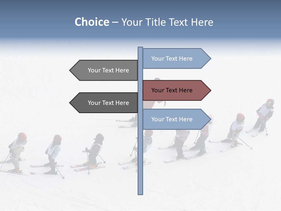A Group Of People Riding Skis Down A Snow Covered Slope PowerPoint Template