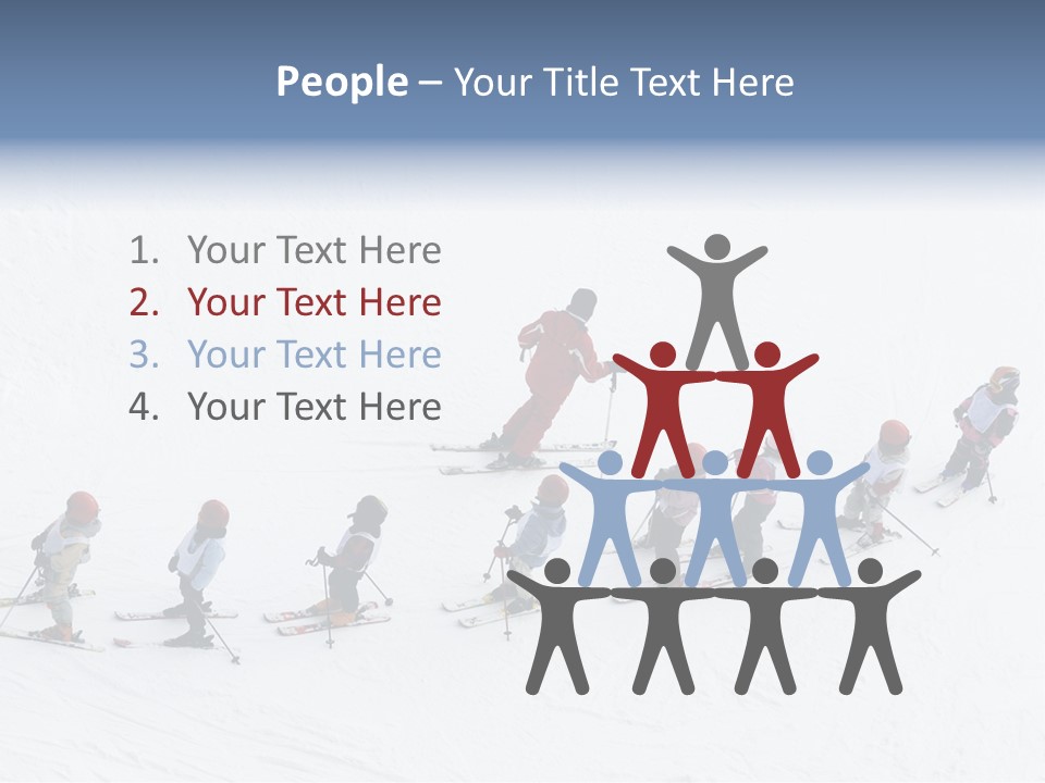 A Group Of People Riding Skis Down A Snow Covered Slope PowerPoint Template