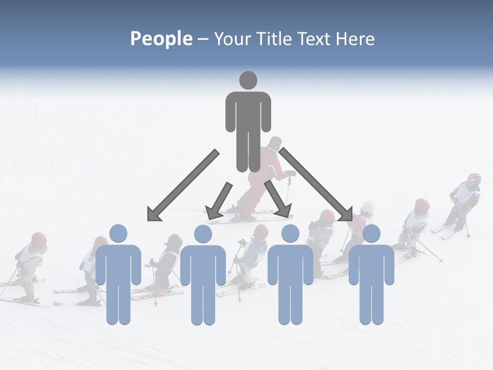 A Group Of People Riding Skis Down A Snow Covered Slope PowerPoint Template