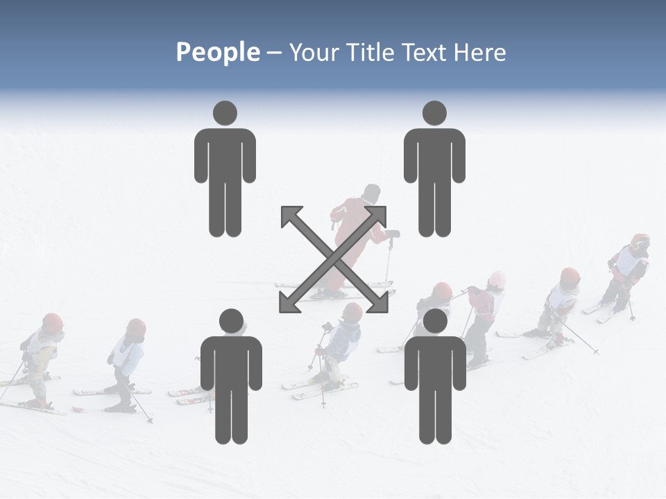 A Group Of People Riding Skis Down A Snow Covered Slope PowerPoint Template