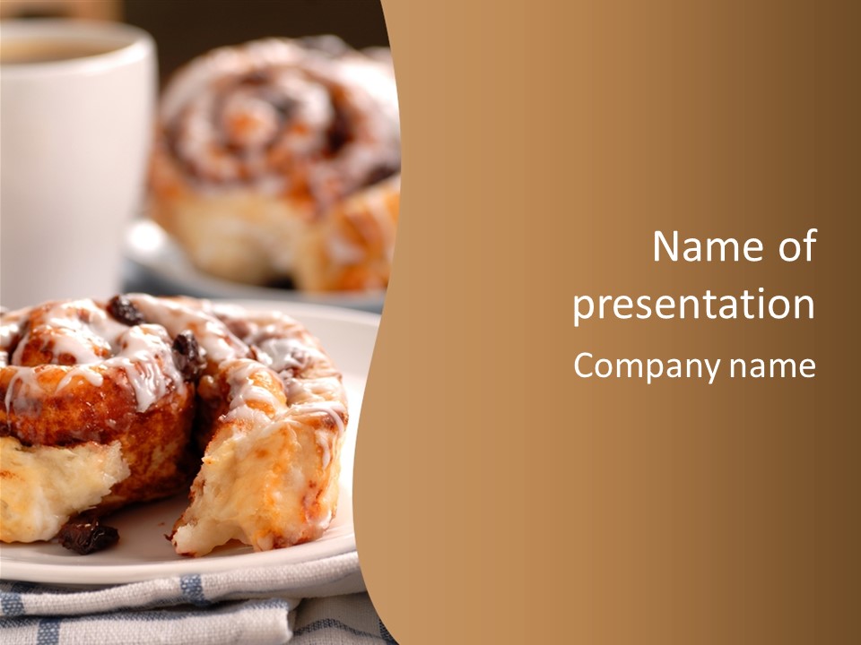 Fresh Baked Cinnamon Buns With A Cup Of Coffee PowerPoint Template