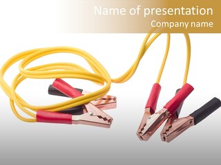 Jumper Cables With Yellow Cable Isolated On White Background PowerPoint Template