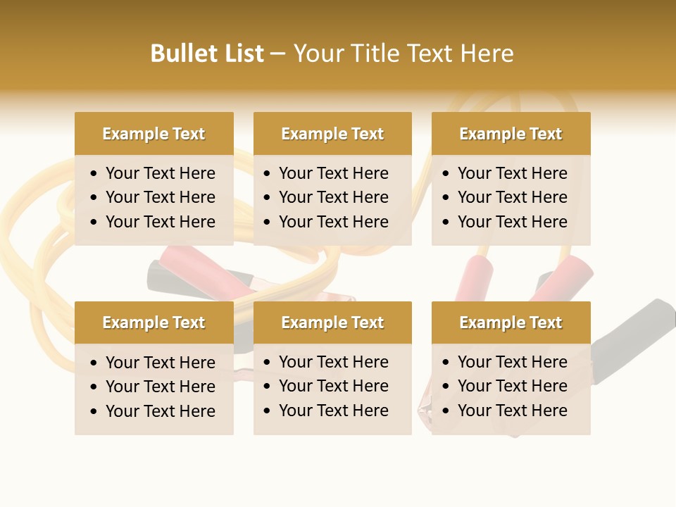 Jumper Cables With Yellow Cable Isolated On White Background PowerPoint Template