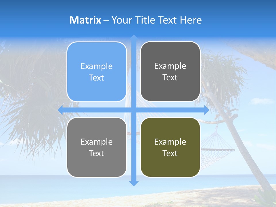 View Of Nice White Hammock Hanging Between Two Palms PowerPoint Template