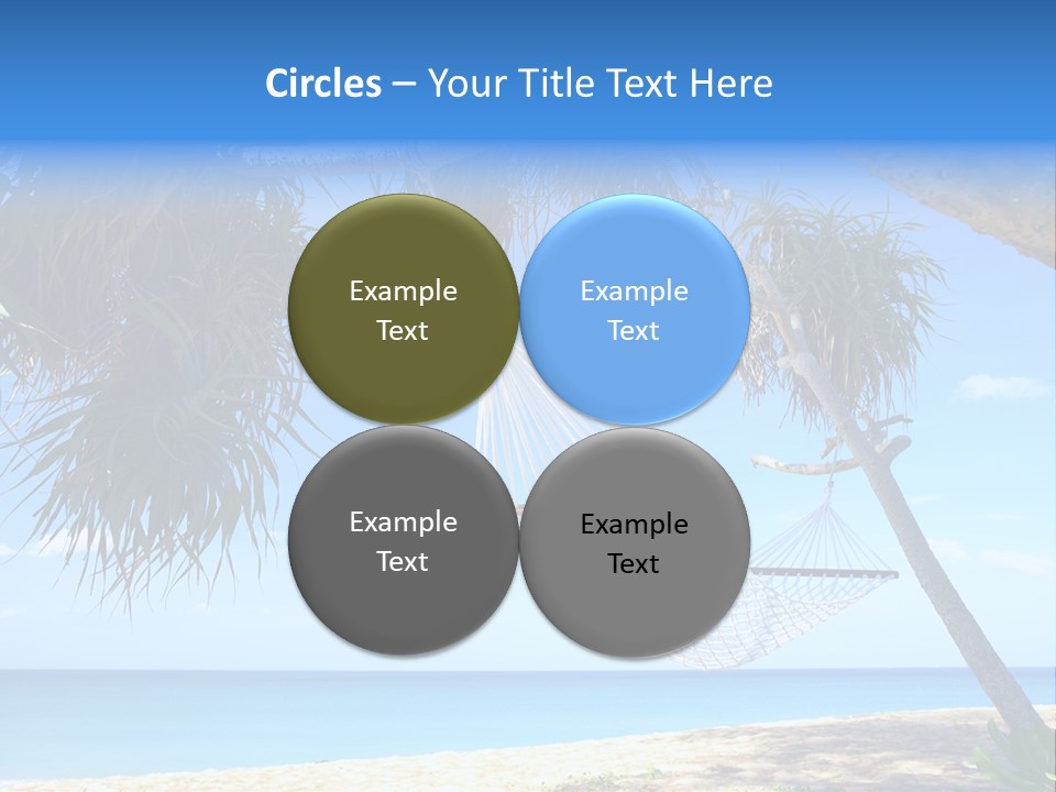 View Of Nice White Hammock Hanging Between Two Palms PowerPoint Template