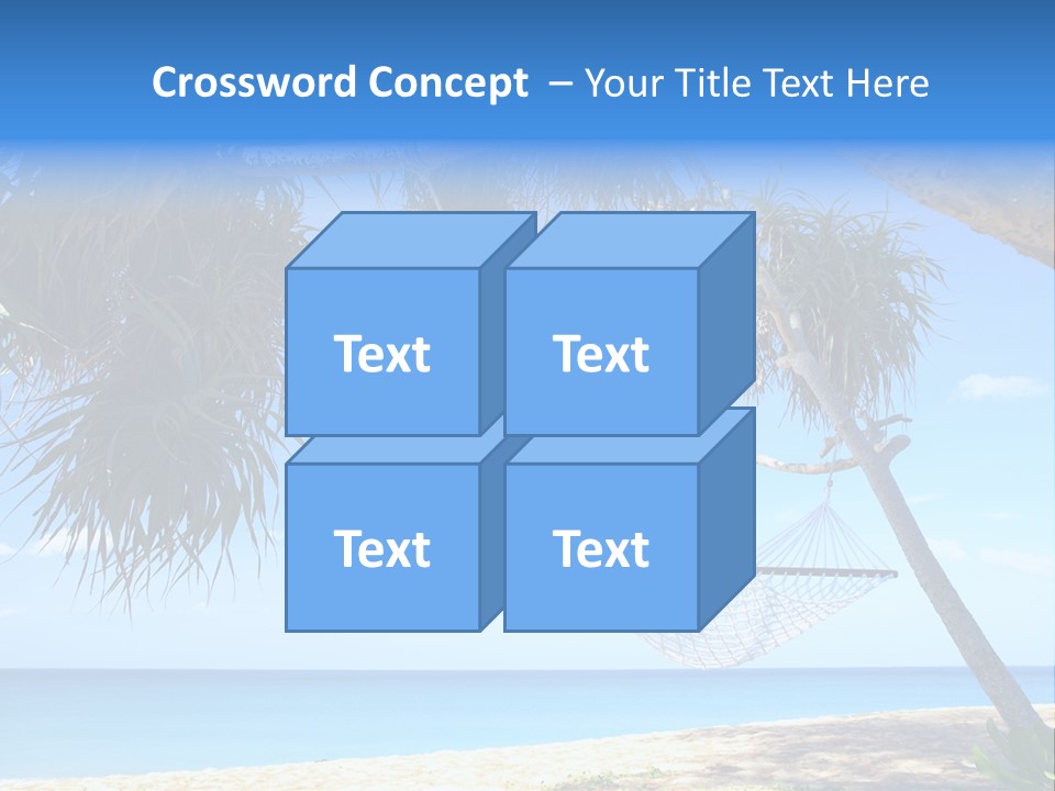 View Of Nice White Hammock Hanging Between Two Palms PowerPoint Template