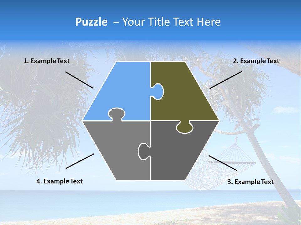 View Of Nice White Hammock Hanging Between Two Palms PowerPoint Template