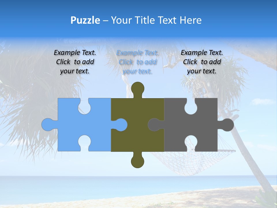 View Of Nice White Hammock Hanging Between Two Palms PowerPoint Template