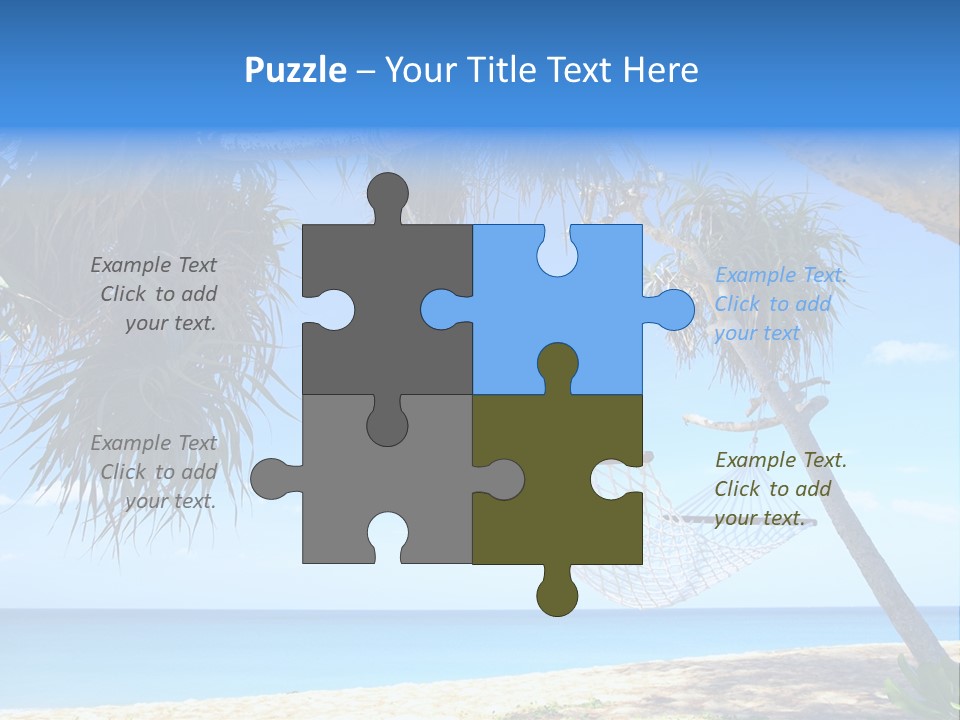 View Of Nice White Hammock Hanging Between Two Palms PowerPoint Template