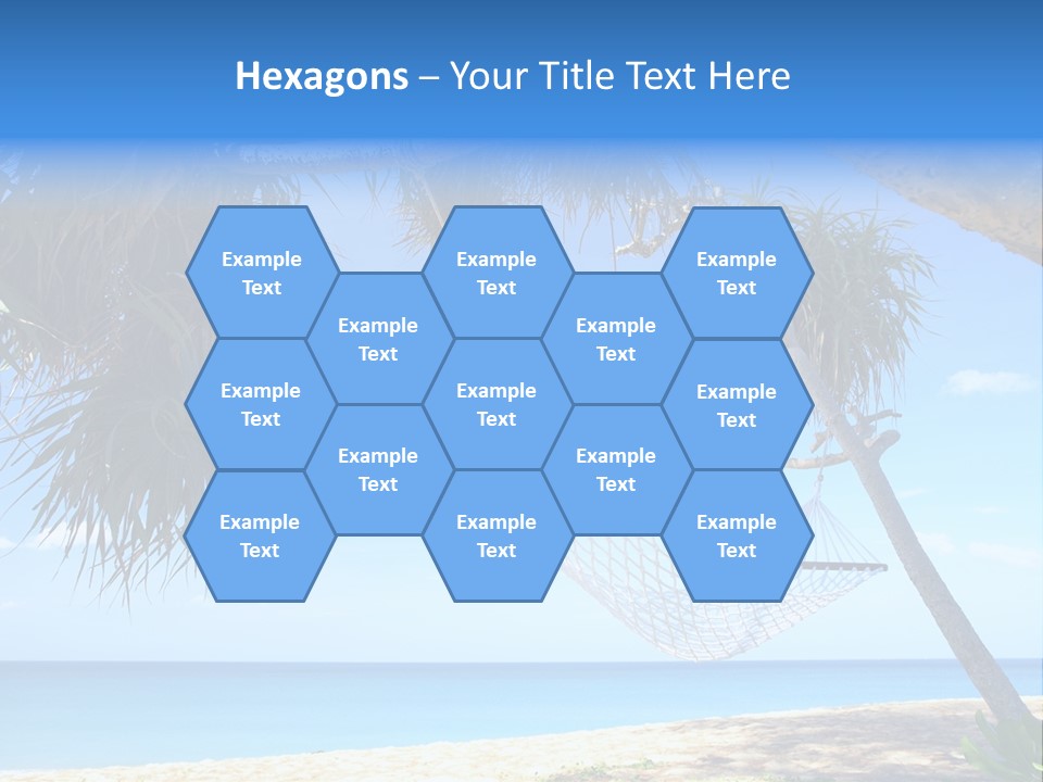 View Of Nice White Hammock Hanging Between Two Palms PowerPoint Template