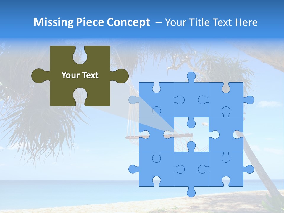 View Of Nice White Hammock Hanging Between Two Palms PowerPoint Template