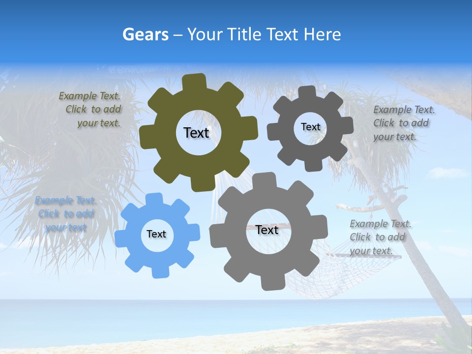 View Of Nice White Hammock Hanging Between Two Palms PowerPoint Template