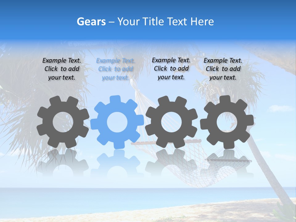 View Of Nice White Hammock Hanging Between Two Palms PowerPoint Template