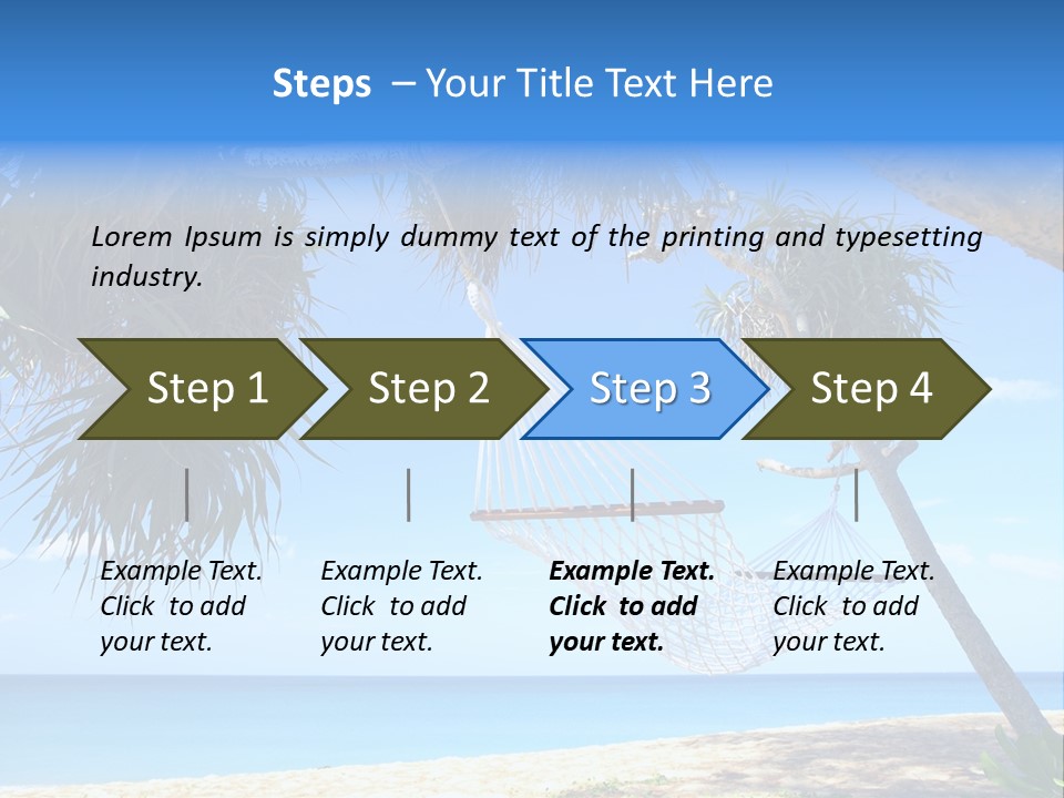 View Of Nice White Hammock Hanging Between Two Palms PowerPoint Template