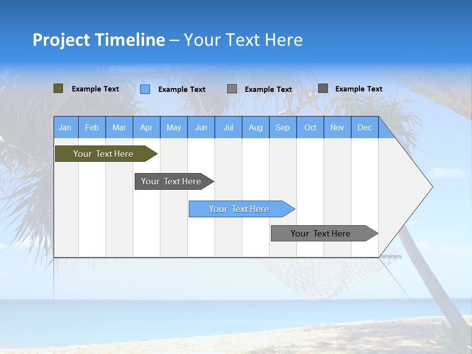 View Of Nice White Hammock Hanging Between Two Palms PowerPoint Template