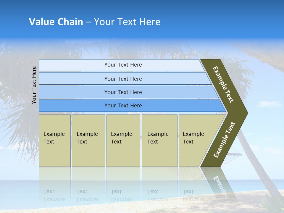 View Of Nice White Hammock Hanging Between Two Palms PowerPoint Template