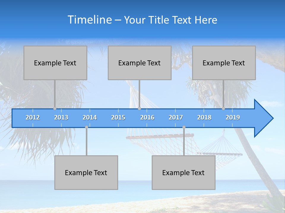 View Of Nice White Hammock Hanging Between Two Palms PowerPoint Template