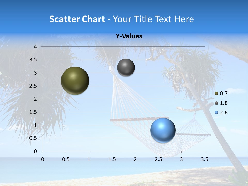 View Of Nice White Hammock Hanging Between Two Palms PowerPoint Template