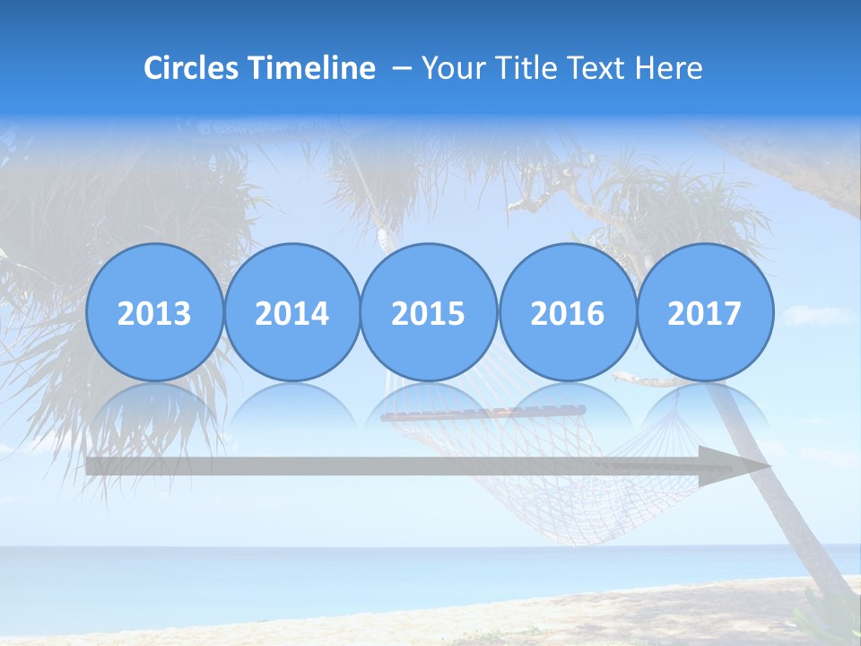 View Of Nice White Hammock Hanging Between Two Palms PowerPoint Template