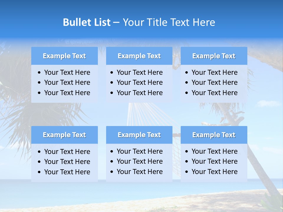 View Of Nice White Hammock Hanging Between Two Palms PowerPoint Template