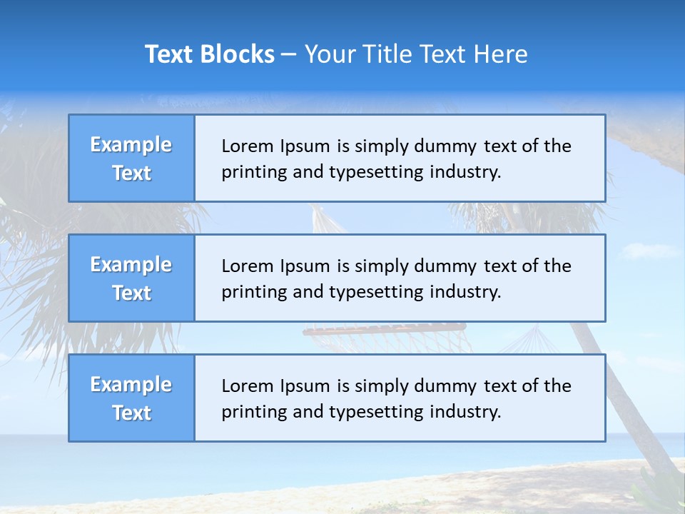 View Of Nice White Hammock Hanging Between Two Palms PowerPoint Template