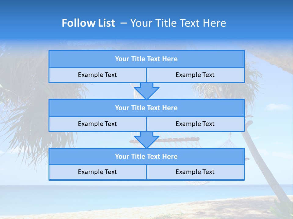 View Of Nice White Hammock Hanging Between Two Palms PowerPoint Template