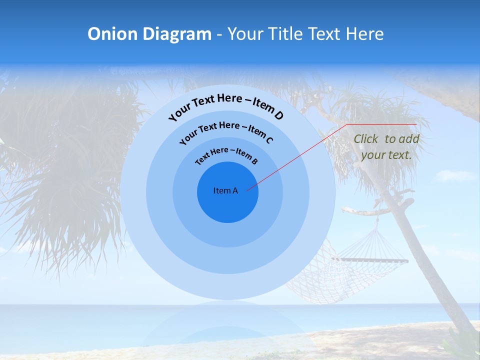 View Of Nice White Hammock Hanging Between Two Palms PowerPoint Template