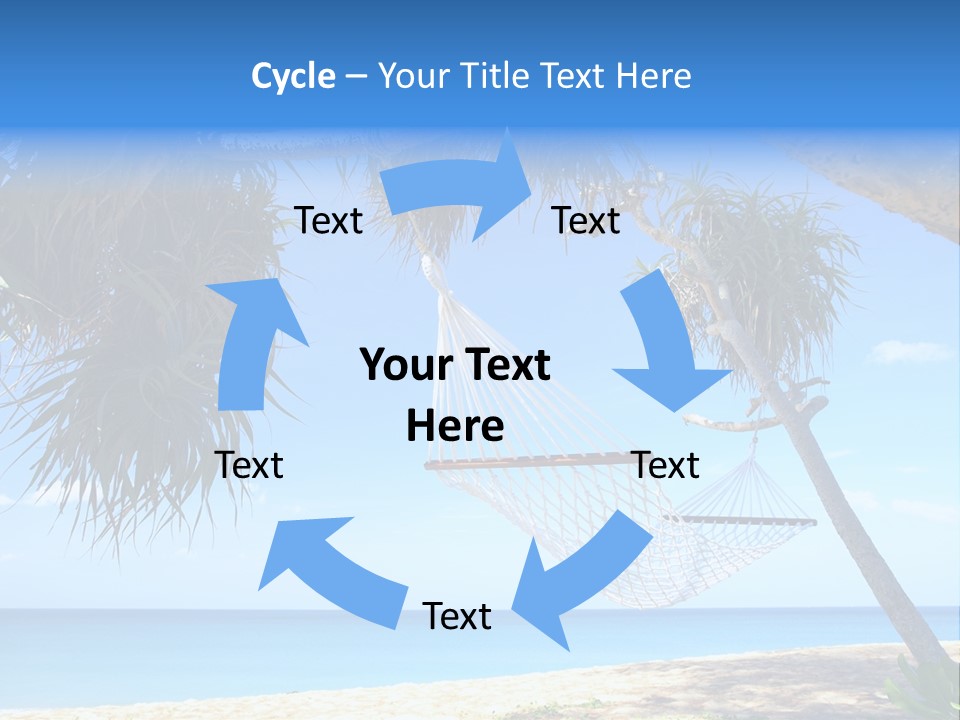 View Of Nice White Hammock Hanging Between Two Palms PowerPoint Template