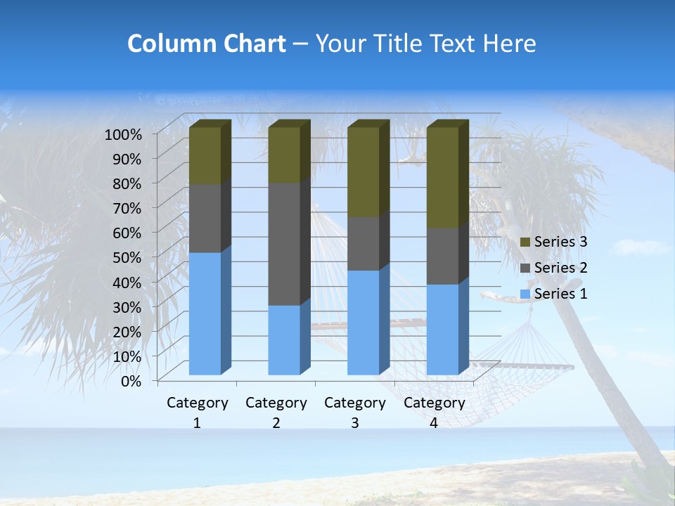 View Of Nice White Hammock Hanging Between Two Palms PowerPoint Template