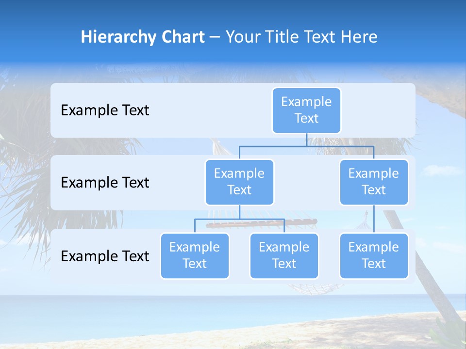 View Of Nice White Hammock Hanging Between Two Palms PowerPoint Template