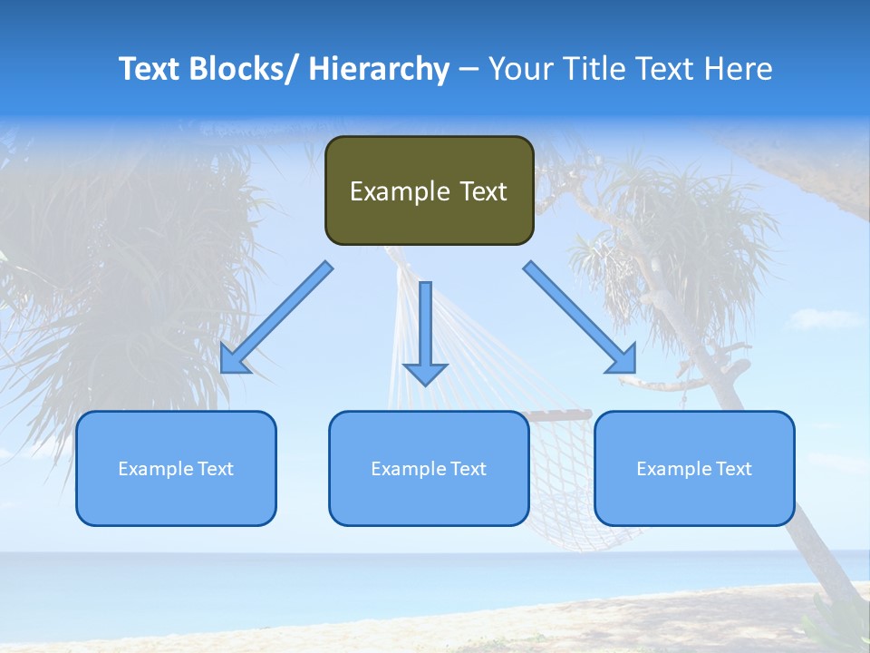 View Of Nice White Hammock Hanging Between Two Palms PowerPoint Template