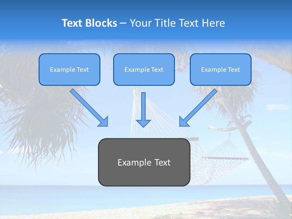 View Of Nice White Hammock Hanging Between Two Palms PowerPoint Template